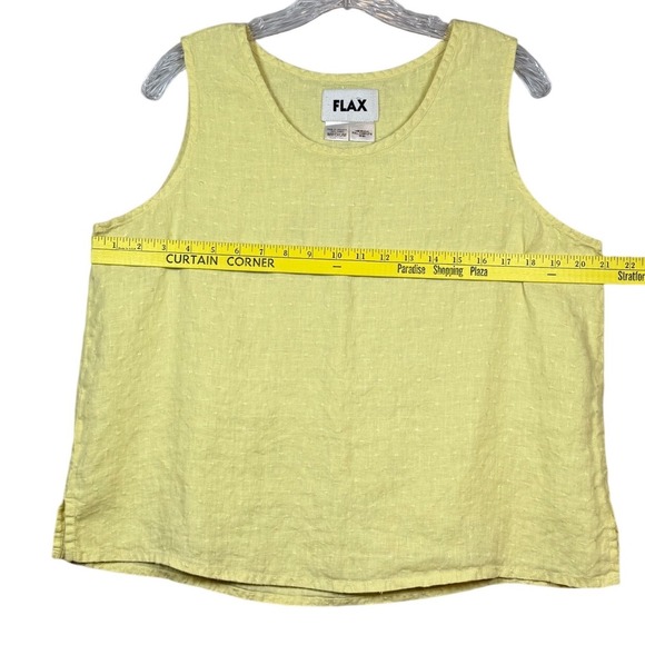 FLAX 100% Linen Tank Too, Pale Yellow, Size Medium - Picture 3 of 8